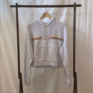 Vans Light Grey Semi-Cropped Checker Hoodie